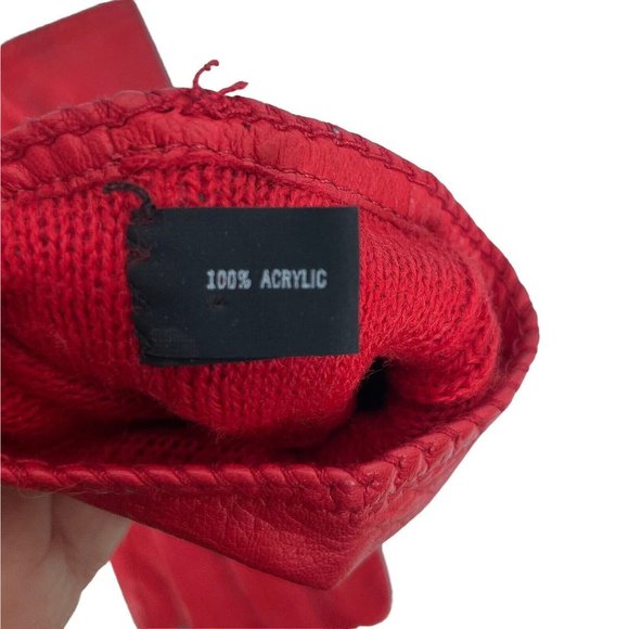 Woman's Grandoe soft Leather Gloves size 7 knit lined Red - Picture 3 of 12